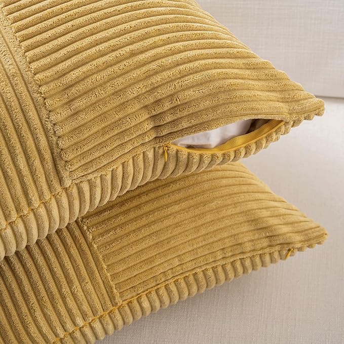 Fancy Homi 2 Packs Mustard Yellow Lumbar Decorative Throw Pillow Covers 14x22 - Image 4