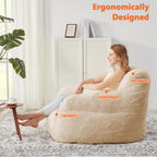 Bean Bag Chair for Adults with Pillow,Oversized Bean Bag Couch for Adults Chairs,Giant Lazy Couch Sofa Chairs with Filler,Large Reading Chair for Living Room Bedroom,Apricot