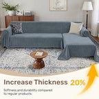 2 Pieces Sectional Couch Covers L Shaped Cover XXXL Dusty Blue | Thick Washable - Image 3