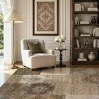 UERMEI 6x9 Area Rug for Living Room, Washable Brown Modern Geometric Patchwork - Image 3