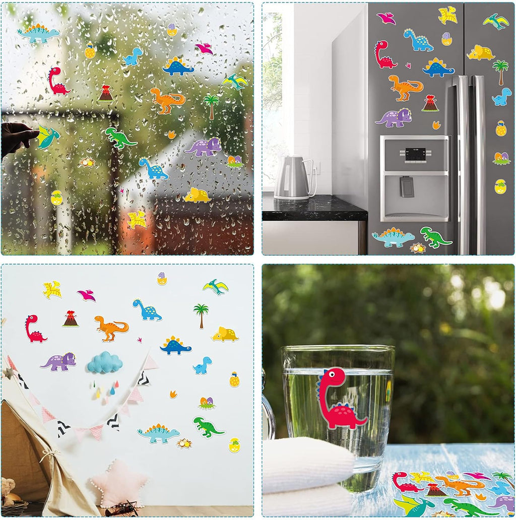 40 PCS Dinosaur Thick Gel Clings Dinosaurs Window Gel Clings Decals Stickers for Kids Toddlers and Adults Home Airplane Classroom Nursery Winter Dinosaurs Party Supplies Decorations Removable and