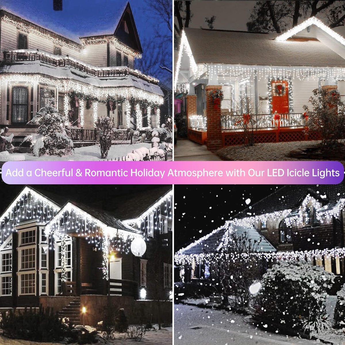Icicle Christmas Lights Outdoor Decorations 640 LED 65.6 FT 8 Modes LED Icicle String Light with 120 Drops, Fairy String Curtain Lights for Christmas Holiday Decor Wedding Party (Cold White)