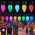 Brightown C9 LED Christmas Lights Outdoor, 100 LED RGB Smart Christmas Tree Lights with Music Sync APP Controlled, Waterproof Connectable C9 String Lights for Indoor House Party Patio Garden Decor