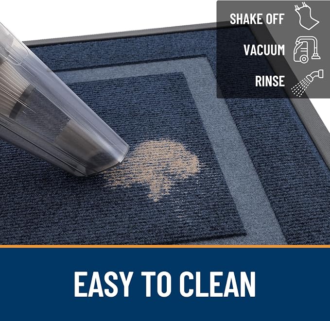 OLANLY Front Door Mat Outside 33x21, All-Season Heavy-Duty Rubber Doormat | Blue - Image 6