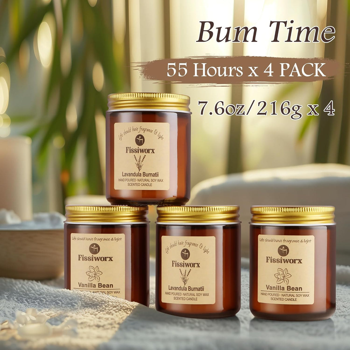 Scented Candle Set 4 Pack, Candle for Home Scented, Odor Eliminating, Stress Relief, 30oz, 220 Hours Long Lasting Soy Wax Gift Set for Women