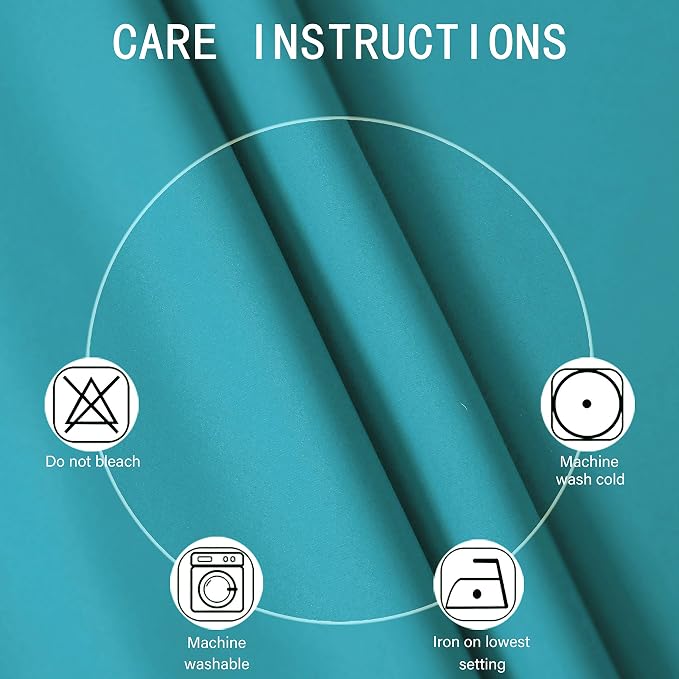 Teal Blackout Curtains 34 x 84 Inch Length/Set of 2 Curtain Panels/Thermal - Image 4