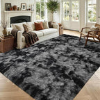 5x7 Tie-Dyed Dark Grey Fluffy Area Rug Non-Slip by ModernHomeDecor