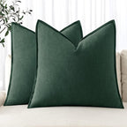 MIULEE Decorative Linen Pillow Covers 20x20 Inch Dark Green | Boho Farmhouse​ by MIULEE