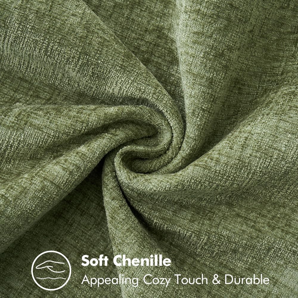 MIULEE Pack of 2 Couch Throw Pillow Covers 22x22 Inch Sage Green Farmhouse Decorative Pillow Covers with Stitched Edge Soft Chenille Solid Dyed Spring Pillow Covers for Sofa Bed Living Room