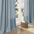 Light Blue Linen Curtains 102 Inches Long Rod Pocket Back Tab Drapes 2 Panels - Image 6