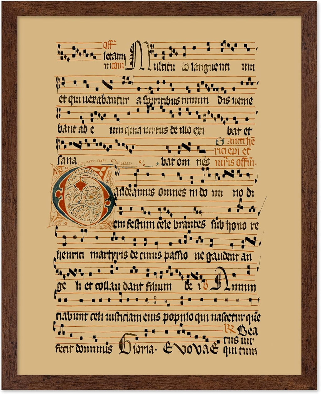 Poster Master Vintage Hymnal Poster - Retro Music Print - Gift for Artist, Friend - Graduale Aboense, Gregorian Chant Manuscript, Score - Wall Decor for Living Room, Bedroom, 11x14 Brown Framed