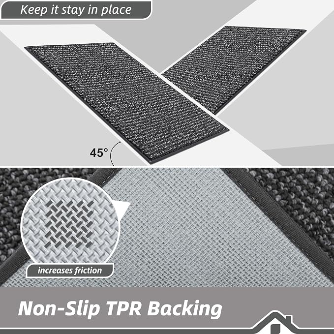 BEQHAUSE Dirt Trapper Door Mat 24"x36", Non-Slip Washable Doormat, Charcoal | - Image 6