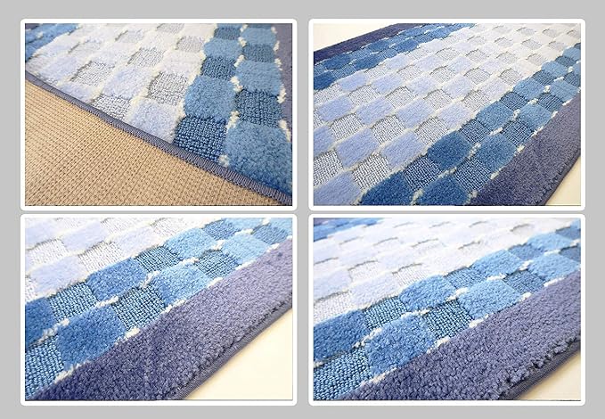 14 Ft Blue Hallway Runner Rug, Custom Size Non Slip Washable, Pet Friendly | - Image 5
