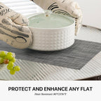 LEXMORE Placemats Set of 12 Vinyl/Plastic Woven Place Mats for Kitchen Table Indoor/Outdoor Washable Placemat Wipeable Dining Table Mats(A-Dark Gray)