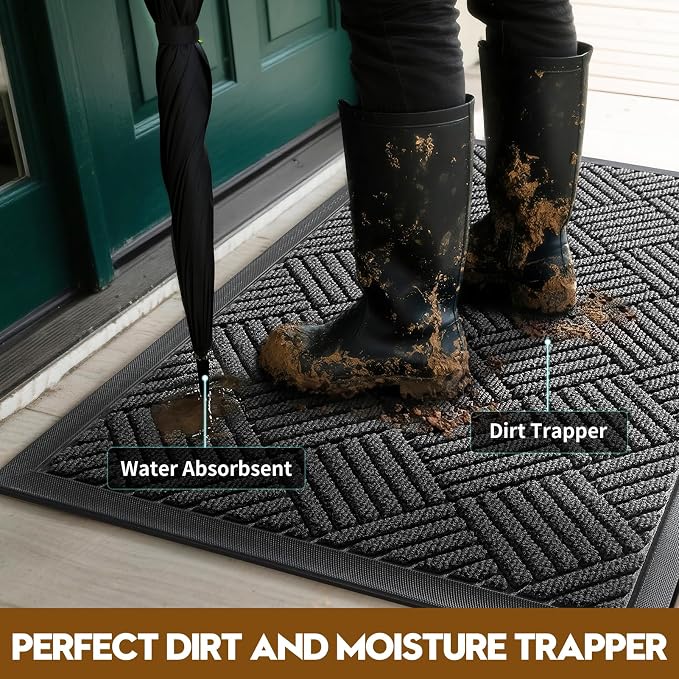 Front Door Mat, Heavy Duty Waterproof Doormat 61.5"x36", Stain Fade Resistant - Image 2