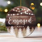 Engagement Gifts for Couples - Our First Christmas Engaged 2024, 1st Christmas Ornament, Wedding Ornaments for Bride, Newlywed, Bridal Shower Gift - Newlywed Keepsake Ornament