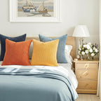 Topfinel Corduroy Pillow Covers 20x20 Blue and Orange Decorative Boho Pillow - Image 5