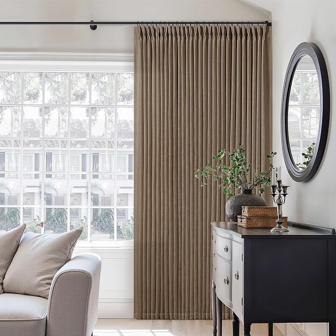 Brown Pinch Pleated Light Filter Linen Curtains 84 Inches Long | Farmhouse - Image 7
