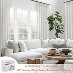 Extra Long 112 Inch Beige White Light Filtering High Ceiling Curtains - Image 6