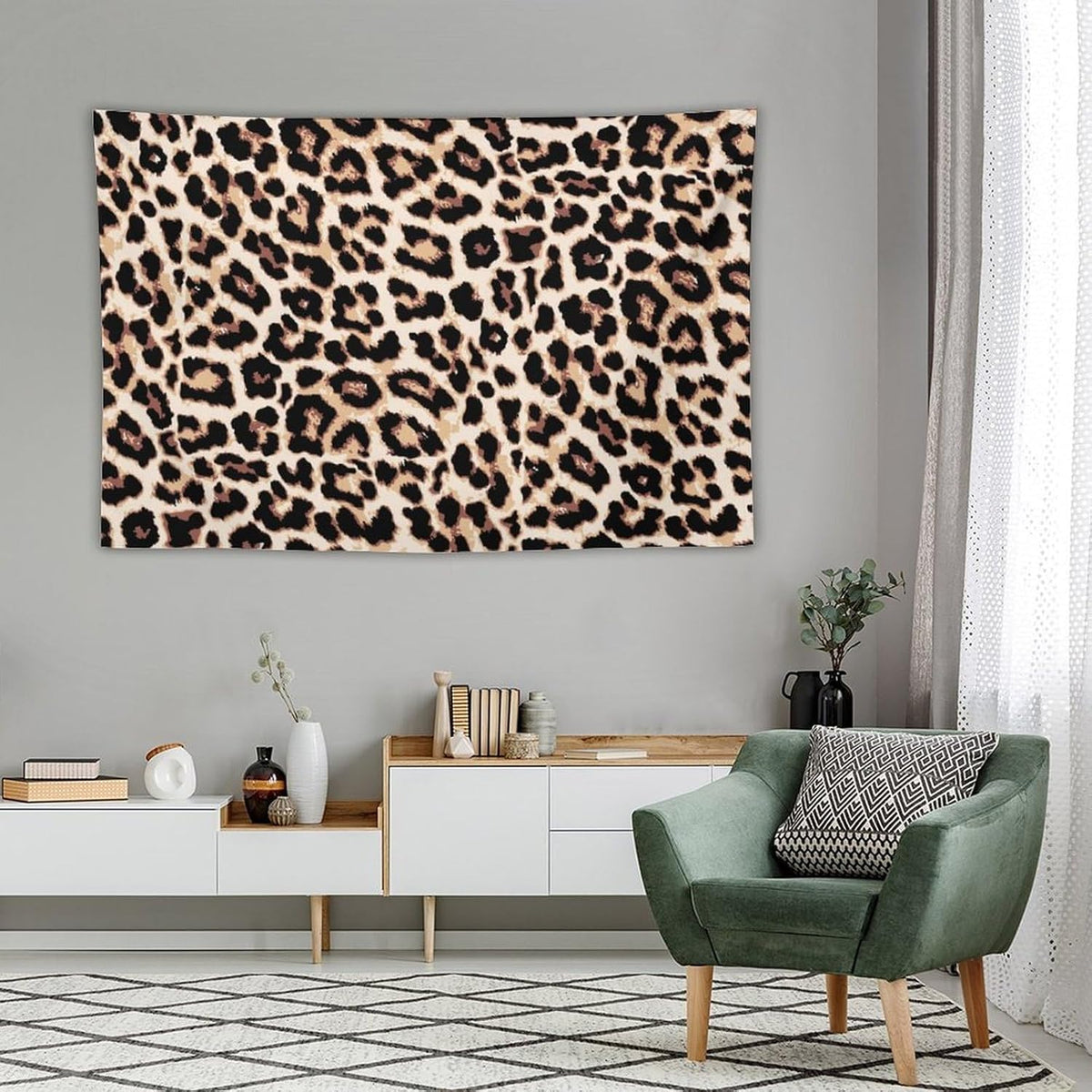 HZOHNAGO Leopard Print Tapestry Rustic Brown Leopard Wild Animal Printed Wall Tapestry Painting Wall Hanging for Bedroom Living Room Dorm 90" W x 60" H