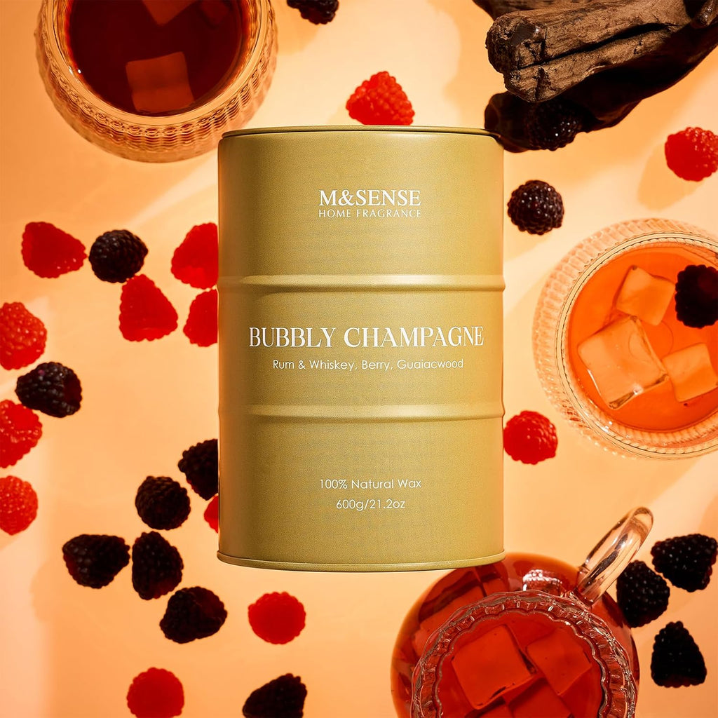 M&SENSE Bubbly Champagne Large Candles for Home Scented, Candles Gifts for Women & Men, Natural Soy Candles, House Warming Gifts New Home, 120 Hours Long Burning, 21.2 oz