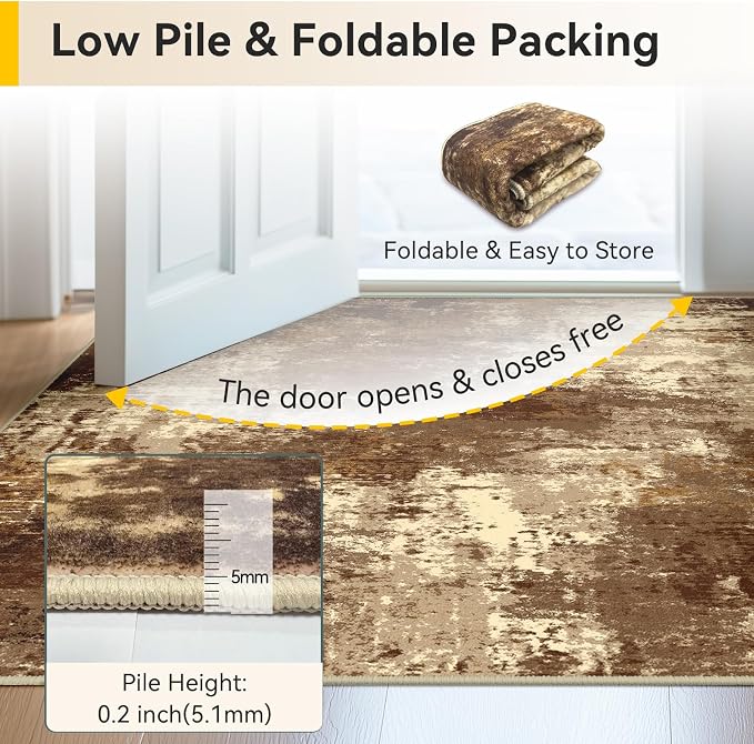 RELEANY Washable 4'x6' Abstract Area Rug - Image 5