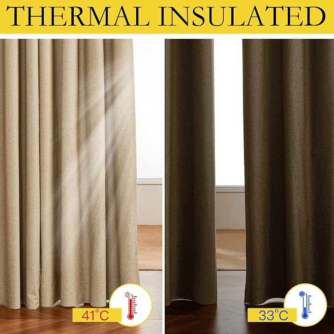 NICETOWN 100% Blackout Linen Curtains - Image 5