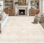 Area Rugs 9x12 Living Room: Bedroom Neutral Washable Carpet Beige | Large by Luxturiy