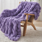 Lotus Karen Faux Fur Throw Blanket Purple - Big Bubble Rabbit Fluff Blanket for Couch Bed Sofa,Softest Fluffy Fuzzy Cozy Blanket,Thick Furry Plush Shaggy Warm Blankets for Women,60x80 Inches