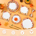 150Pcs Fall Paper Plates and Napkins Party Supplies Autumn Thanksgiving Disposable Plates Napkin Watercolor Maple Leaves Tableware Set for Fall Decor Thanksgiving Party Supplies,Serve 50 Guests