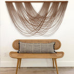 Large Macrame Wall Hanging Brown Die-Dyed 59.00" W x 31.00" L Boho Wall Decor Yarn Tapestry Craftsmanship Home Macrame Wall Decor