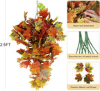 RECUTMS 2pcs Artificial Hanging Maple Leaves Plants Fake Fall Vines Plants Faux Autumn Hanging Fall Artificial Mums for Indoor Outdoor Thanksgiving Party Wedding Home Wall Door Decor(Green Yellow)