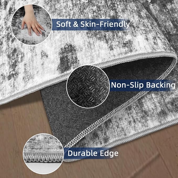 Washable Runner Rugs 3x10 Abstract Kitchen Runner Rug Non Slip Backing - Image 4