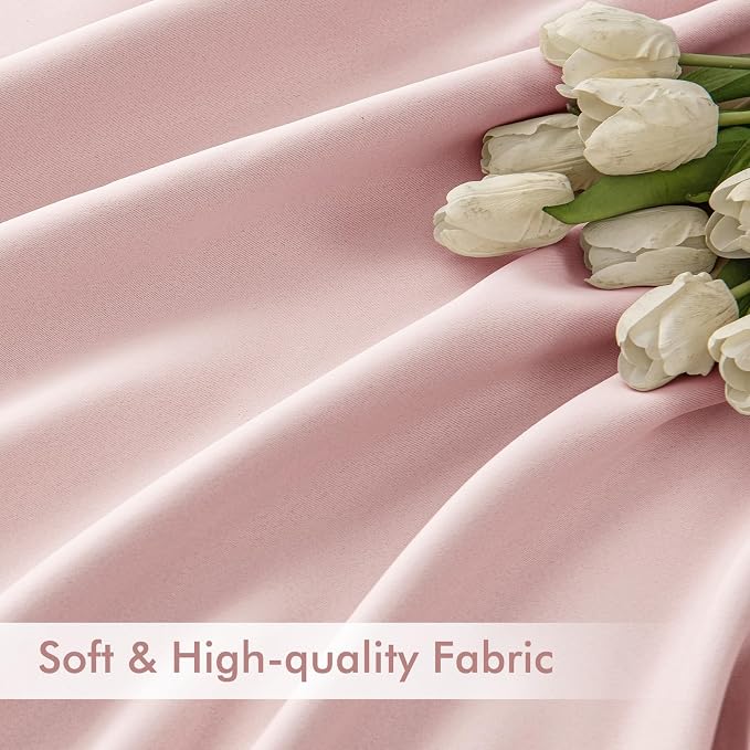 MIULEE Light Pink Back Tab Blackout Curtains 72x84 Inch Length 2 Panels Set | - Image 6