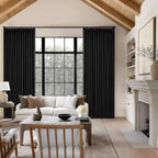 Black Pinch Pleated Linen Blackout Curtains 90 Inches Long - Image 8
