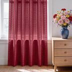 SpaceDresser Check Sheer Curtains 45 Inches Long - Image 3