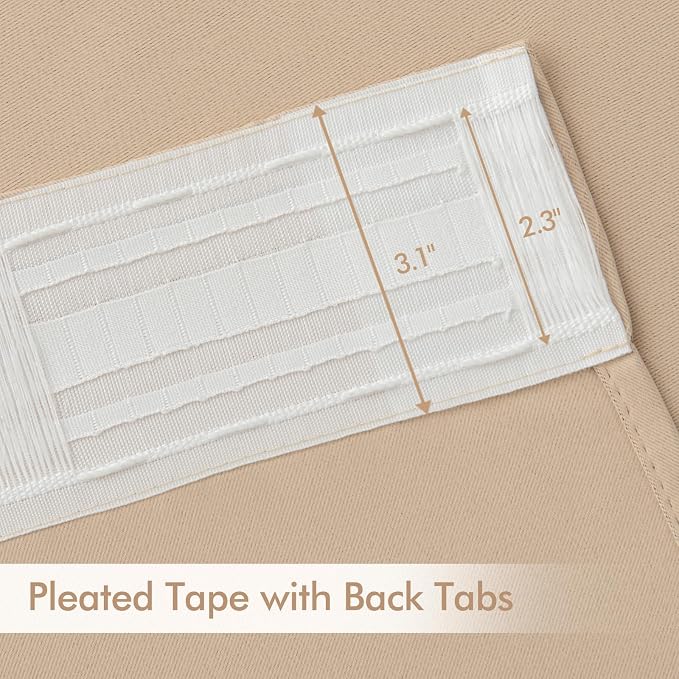 MIULEE Beige Back Tab Blackout Curtains 52x72 Inches Long 2 Panels Set | Rod - Image 4