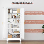Kitchen Pantry Storage Cabinet with Doors and Adjustable Shelves, Metal ClosetMaid Food Pantry Cabinets, 75" Tall Freestanding Cupboard for Kitchen, Laundry or Utility Room, White