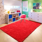 Amdrebio Red Fluffy Fuzzy Rug 5x8 - Image 7