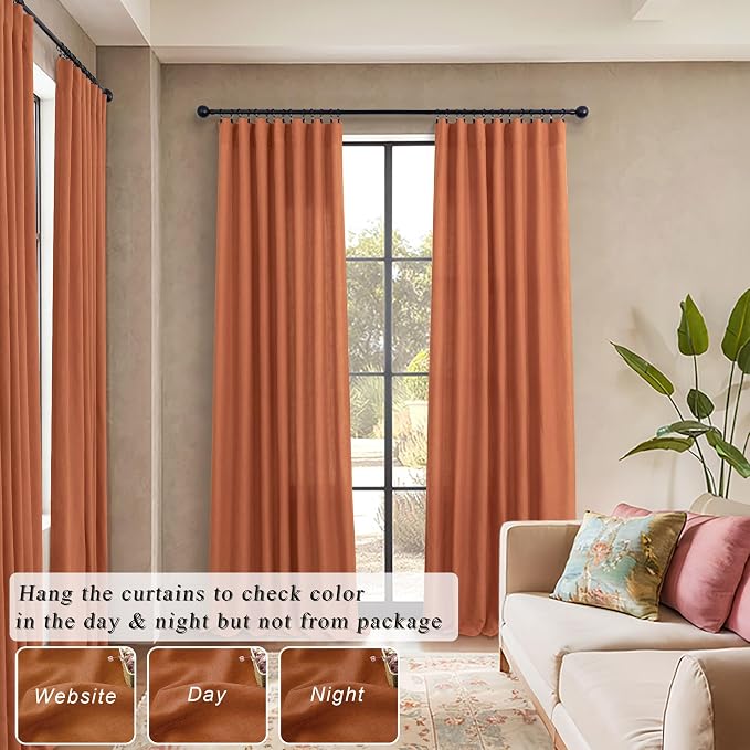 Pitalk Burnt Orange Linen Curtains 102 Inches Long - Image 6