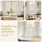 YoungsTex Linen Kitchen Window Curtains 40 Inch Length 2 Panels | Short Semi - Image 2