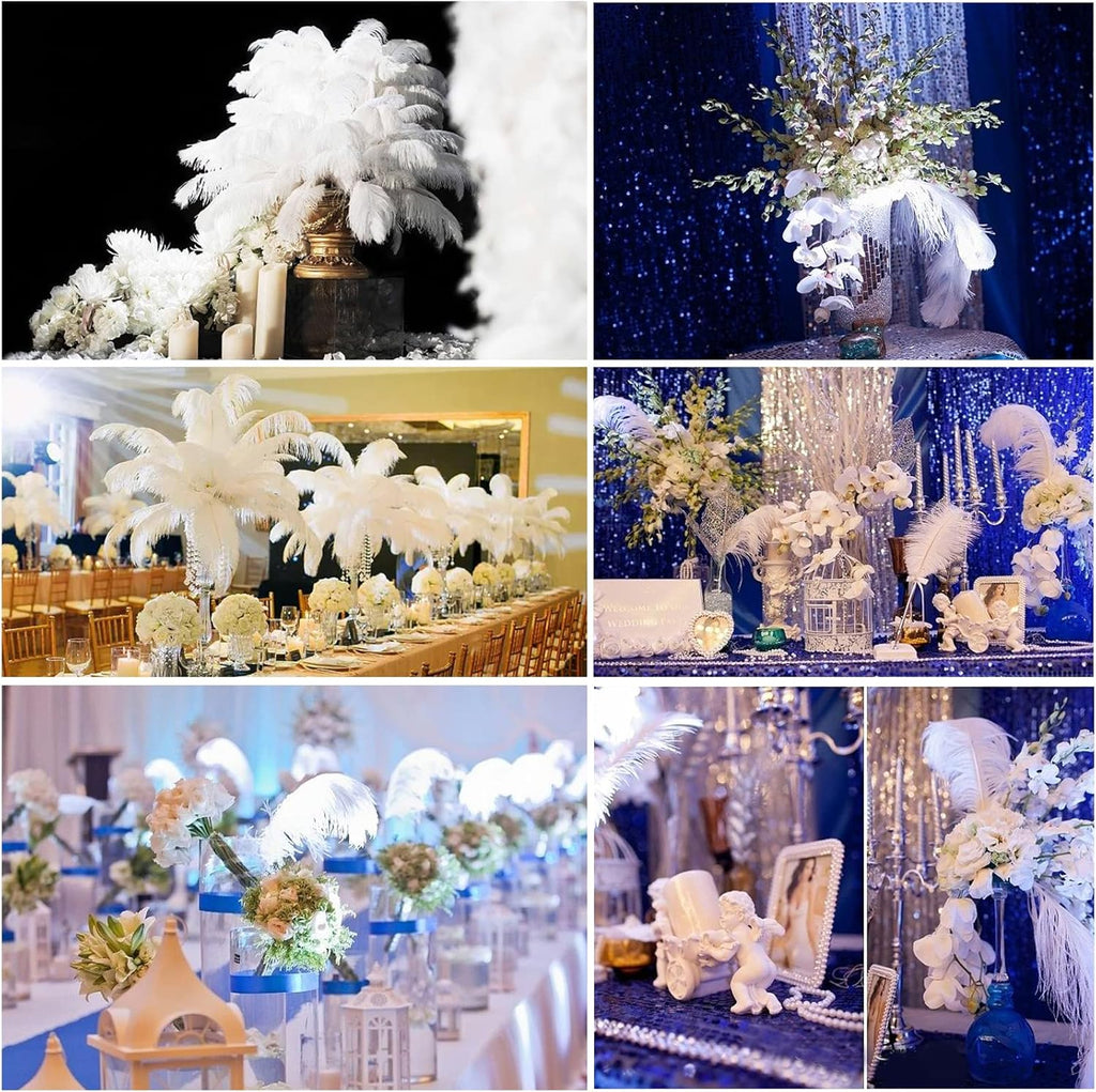 THARAHT Black Ostrich Feathers 12pcs Large Natural Bulk 16-18Inch 40cm-45cm for Wedding Party Centerpieces Halloween and Home Decoration Feathers