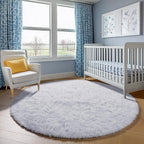 White Round Area Rugs 5ft, Soft Bedroom Circle Rug Floor Mat - Image 9