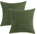 MIULEE Corduroy Decorative Throw Pillow Covers 20x20 Moss Green Pack of 2 | - Image 6