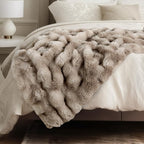 Ultra Soft Cozy Faux Fur Throw Blanket, Fuzzy Plush Thick Bubble Blanket by blunique