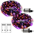 2 Pack Halloween Fairy Lights Plug in, 33Ft 100 LED Micro Starry String Lights with Remote Timer 8 Modes, IP68 Full Waterproof Twinkle Lights for Indoor Halloween Decor (Orange Purple)