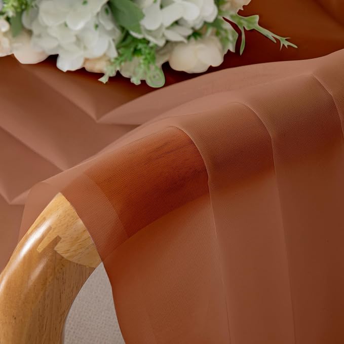 Chyhomenyc Orange Sheer Curtains 96 inches Long 2 Panels, Light Filtering Soft - Image 7