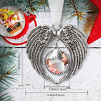 Christmas Ornaments Angel Wings with Custom Photo Frame for Loss of Loved One Remembrance Keepsake with Silk Ribbon & Red Gift Box