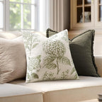 Set of 2 Euro Floral Pillow Covers 24x24 Inch Light Green | Decorative Neutral - Image 3