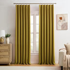 Yellow Pinch Pleated Curtains 90 Inch Length 2 Panels Set Noise Cancelling by KEQIAOSUOCAI